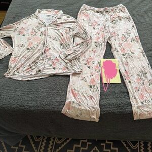 Posh Peanut Pink and Cream Floral Pajama Set